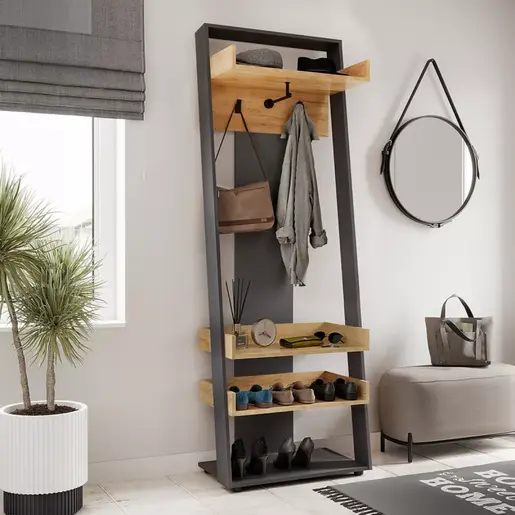 184-000121 Мебел за претсобје SCIOVE во антрацит-природна нијанса 70×40×200 cm