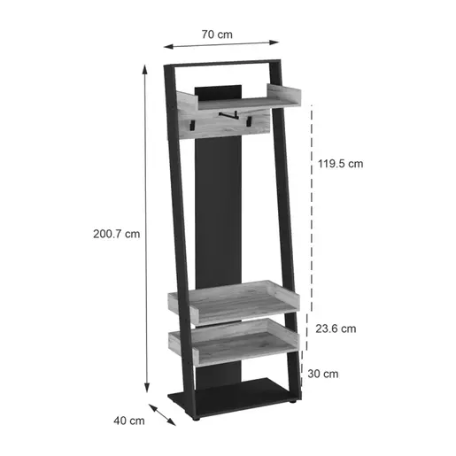 184-000121 Мебел за претсобје SCIOVE во антрацит-природна нијанса 70×40×200 cm