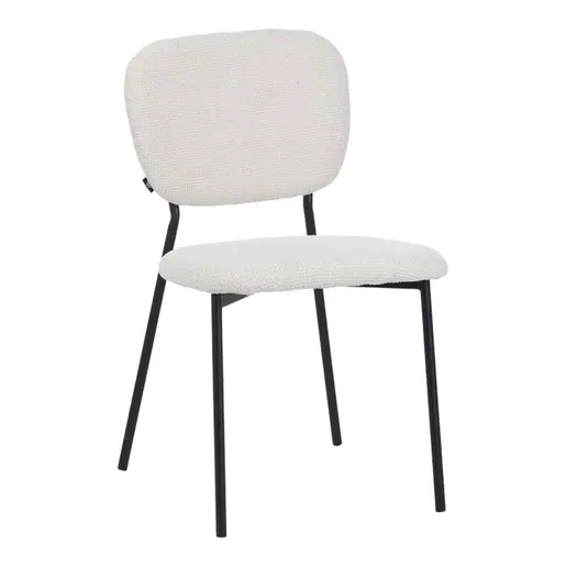 029-000305 Cathair столица bouclé ткаенина во беж боја со црни метални ногарки 48x53x82cm