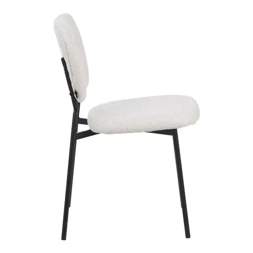 029-000305 Cathair столица bouclé ткаенина во беж боја со црни метални ногарки 48x53x82cm