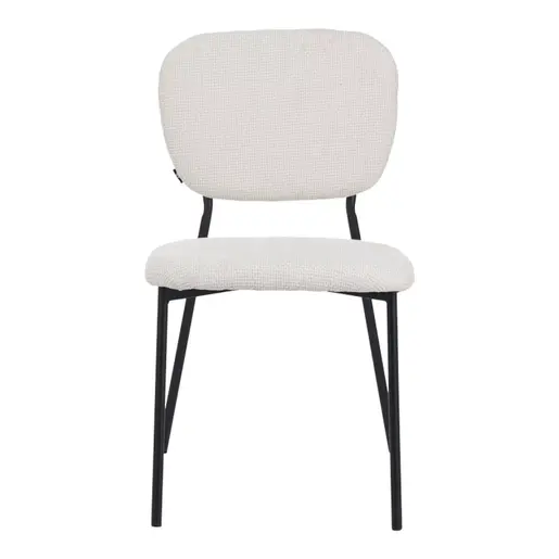 029-000305 Cathair столица bouclé ткаенина во беж боја со црни метални ногарки 48x53x82cm