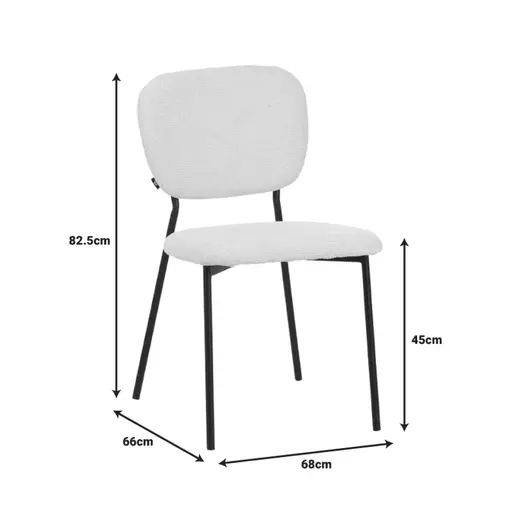 029-000305 Cathair столица bouclé ткаенина во беж боја со црни метални ногарки 48x53x82cm
