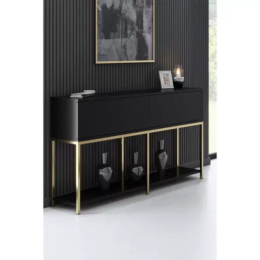 618BLY1215 Комплет мебел за дневна соба Lord - Black, Gold