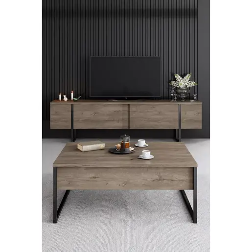 618BLY1183 Комплет мебел за дневна соба Luxe - Walnut, Black