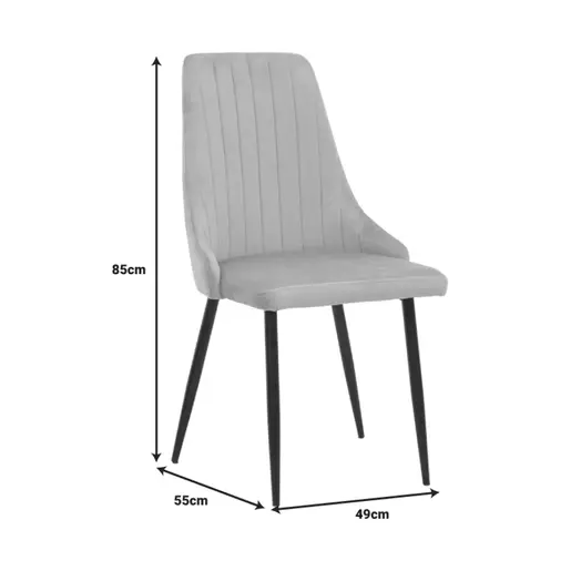 292-000046 Стол Azori кадифе темно сиво-црно метални ногарки 49x55x85cm