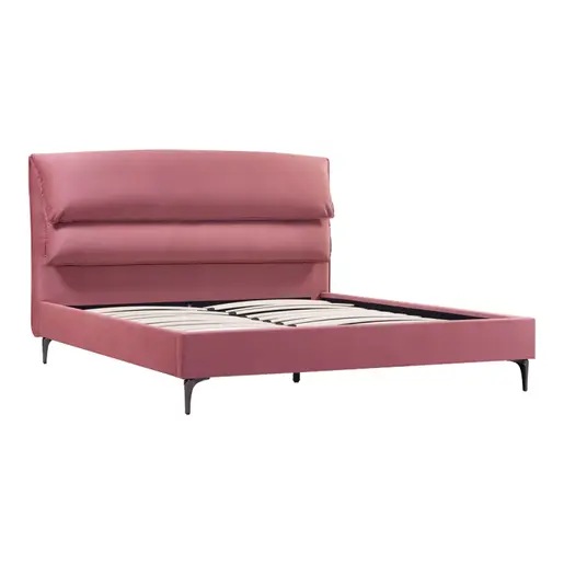 006-000051 Тапациран француски кревет Aryna од меко сомотско платно во боја на труло јаболко, 160x200cm