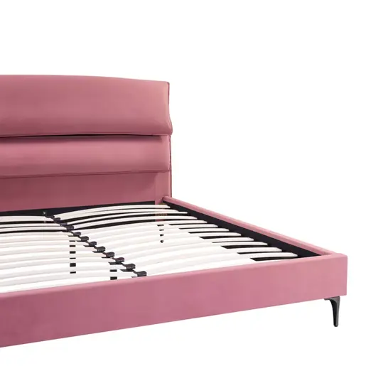 006-000051 Тапациран француски кревет Aryna од меко сомотско платно во боја на труло јаболко, 160x200cm