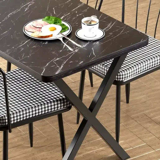 FD-4CKTSXL70110-1003 Трпезариска маса со 4 столици ХЕДЛАНД Темен мермер