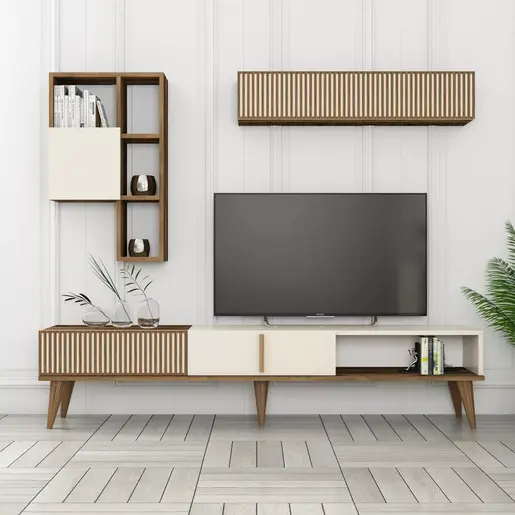 845HCT3110 ТВ Комода Milan TV - Walnut, Cream