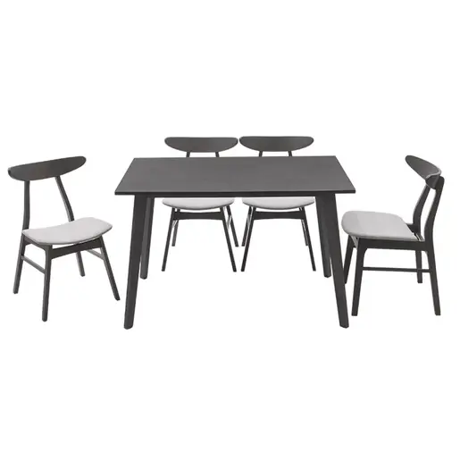 200-000185 Трпезариски сет Benson - Orlean 5 парчиња 120x75x75см во рустикално - сиво ткаенини