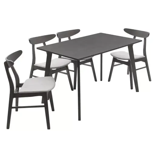 200-000185 Трпезариски сет Benson - Orlean 5 парчиња 120x75x75см во рустикално - сиво ткаенини