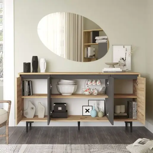 176-000036 Комода Augusta даб-антрацит 160x40x78.5cm