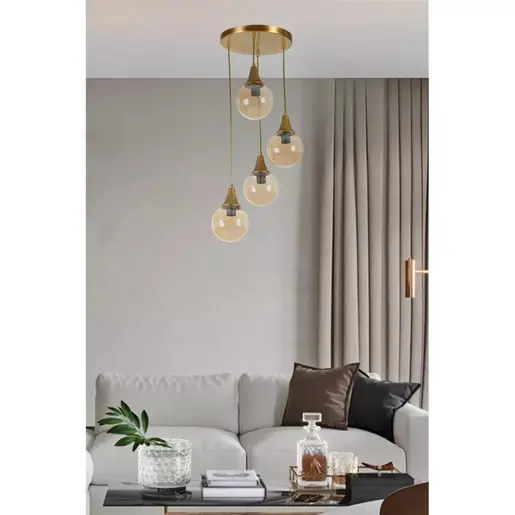 846STL5164 Лустер Afra 4 Lü Tepsili Eskitme Bal Camlı Sarkıt
