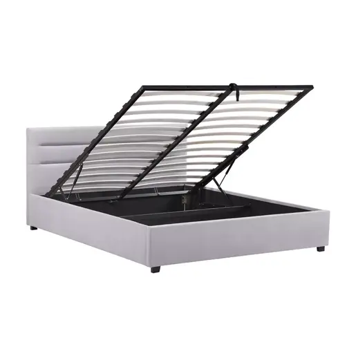 006-000059 Molito pakoworld velvet bed in gray shade with storage space 150x200cm