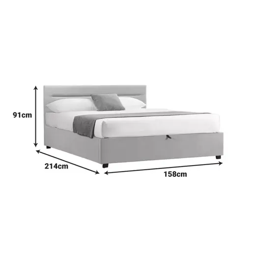 006-000059 Molito pakoworld velvet bed in gray shade with storage space 150x200cm