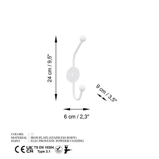 494PYT1169 Метална ѕидна закачалка Rhino-B
