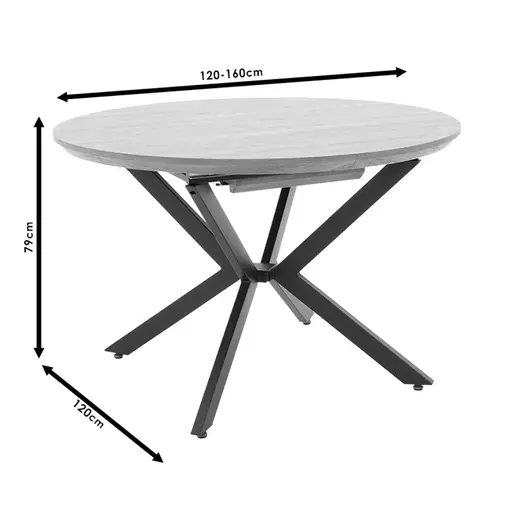235-000004 Трпезариска маса Lydia проширлива во Орев -црна боја 120-160x120x79см