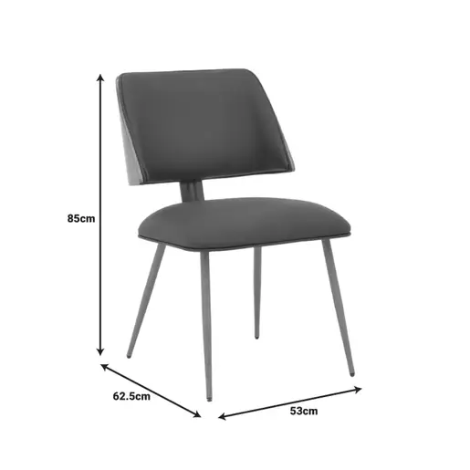 332-000002 Стол Ubane црна метални ногарки од орев 53x62.5x85cm