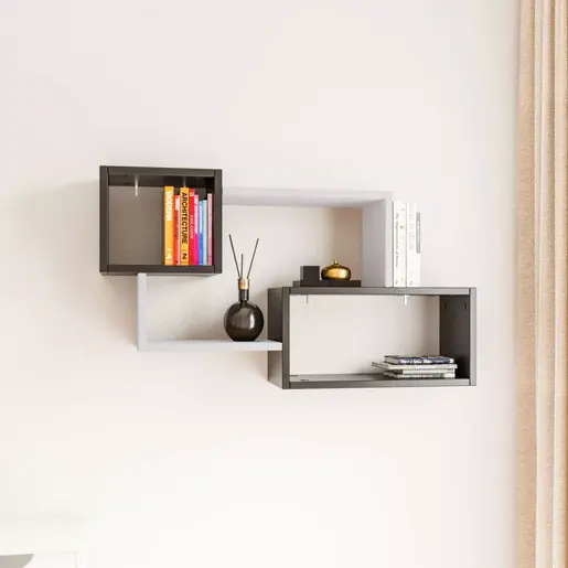 854KLN1709 Ѕидна полица Ayder - Anthracite, White