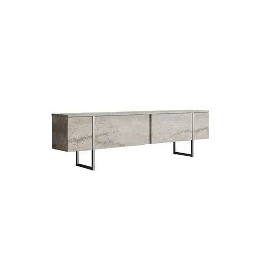 618BLY1255 Тв комода Luxe - Travertine, Silver