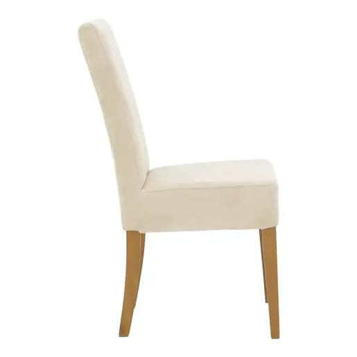 047-000059 Стол Ditta со сиво-бежова ткаенина - дрвени орев ногарки