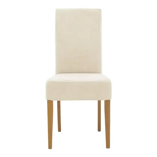 047-000059 Стол Ditta со сиво-бежова ткаенина - дрвени орев ногарки