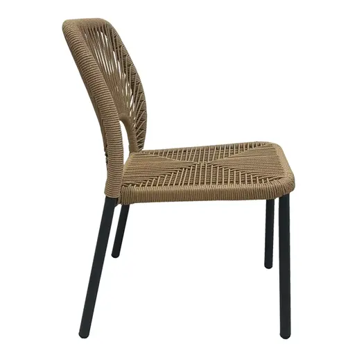 364-000005 Алуминиумска фотелја Norture  стаклива антрацитна рамка-природен ратан 45x63x82cm