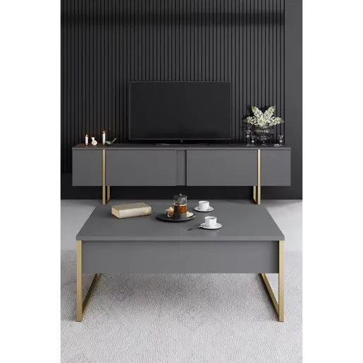 618BLY1184 Комплет мебел за дневна соба Luxe - Anthracite, Gold