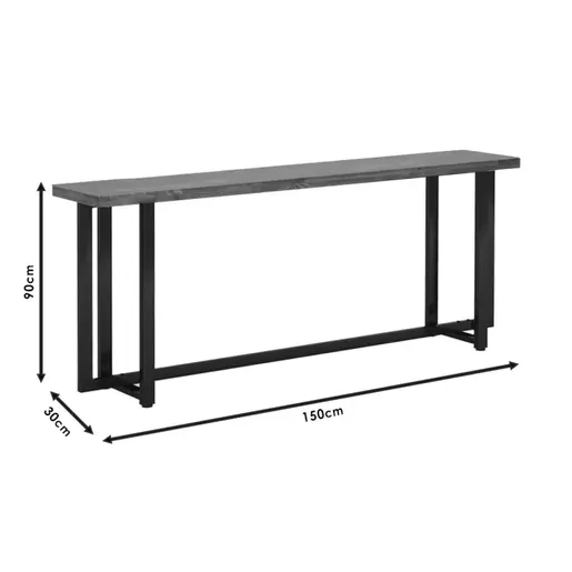 197-000032 Конзола коцка цврсто борова дрво орев-црна 150x30x90см