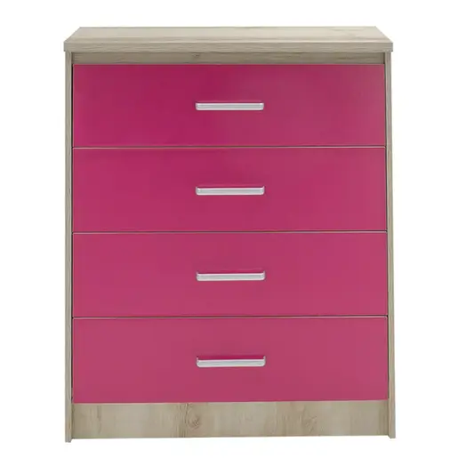 123-000079 Looney детска комода 4 фиоки розово