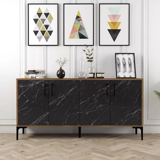 845HCT5327 Комода Kiev 160 - Walnut, Black Marble