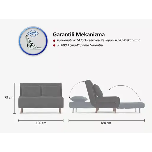 859FTN2716 Софа Folde 2-Seater - Light Grey