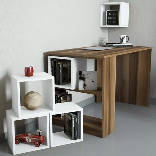 845HCT3804 Биро Box - Walnut, White