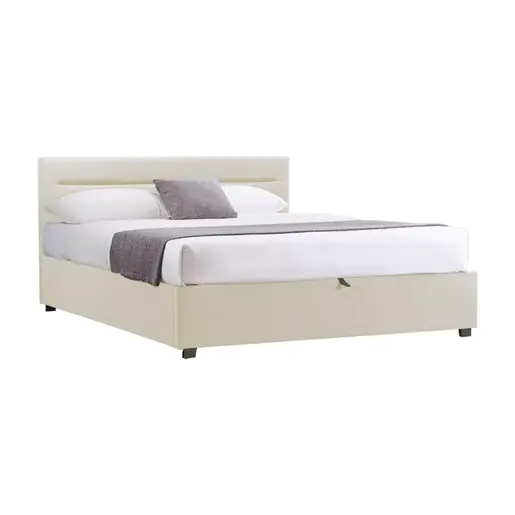 006-000061 Molito pakoworld velvet bed in ecru shade with storage space 150x200cm