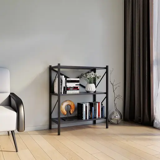 MK15-05-08 Полица со метална конструкција ЛОГАН Антрацит