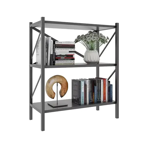 MK15-05-08 Полица со метална конструкција ЛОГАН Антрацит