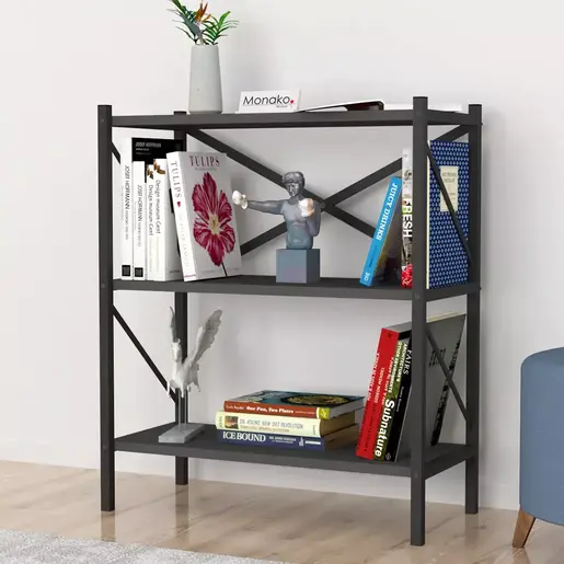 MK15-05-08 Полица со метална конструкција ЛОГАН Антрацит