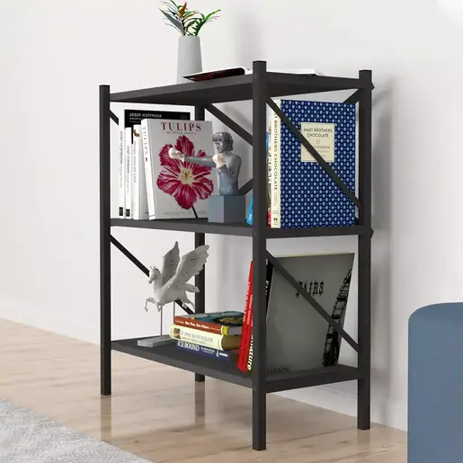 MK15-05-08 Полица со метална конструкција ЛОГАН Антрацит