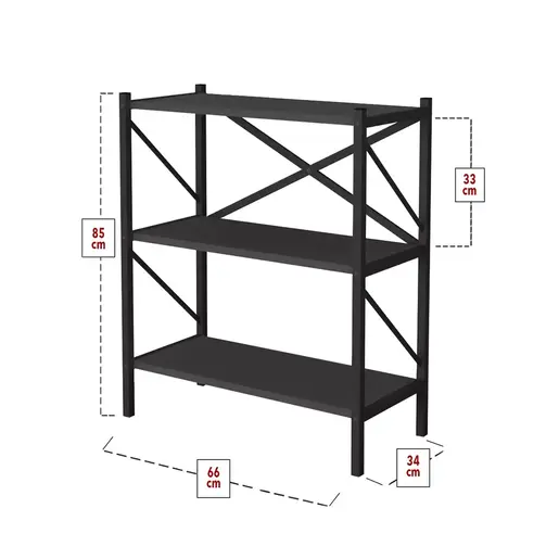 MK15-05-08 Полица со метална конструкција ЛОГАН Антрацит