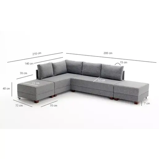 825BLC1006 Аголна гарнитура Stockharis Сива лев агол