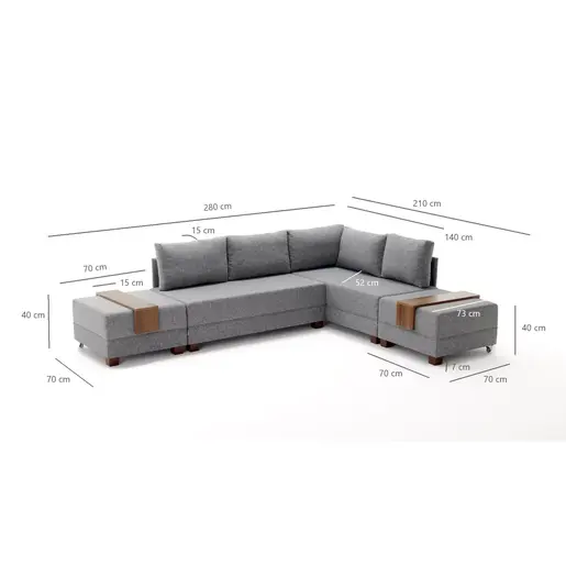 825BLC1004 Софа Fly Corner Sofa Bed Right- Brown