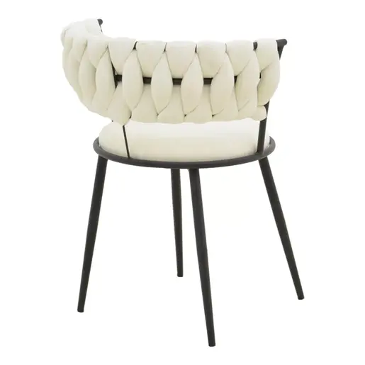 029-000379 Alkia I фотелја екрю ткаенина-црни метални ногарки