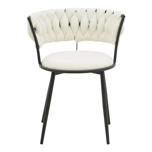 029-000379 Alkia I фотелја екрю ткаенина-црни метални ногарки