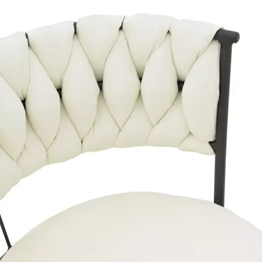 029-000379 Alkia I фотелја екрю ткаенина-црни метални ногарки