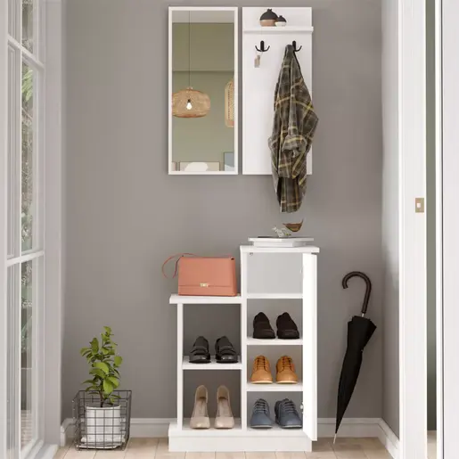 176-000135 Мебел за претсобје WIZBO во бела боја 61×37×82.5 cm