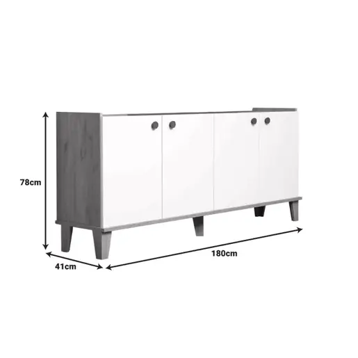197-000285 Lethak комода во дабово-бела нијанса 180x41x78cm
