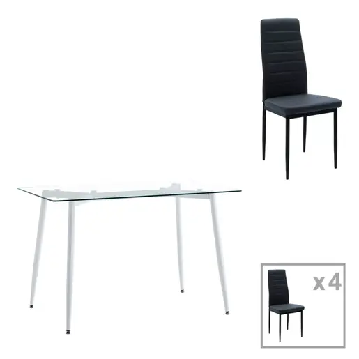 200-001157 Трпезариски сет Quana-Parker Clear стакло 120x70x75cm