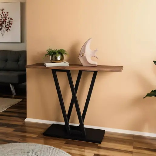197-000226 Конзола Wirmo орев меламин-црни метални нозе 110x30x80cm