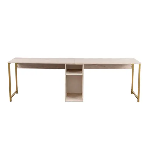 241NRD1107 Биро Twin Study Desk - Travertine, Gold