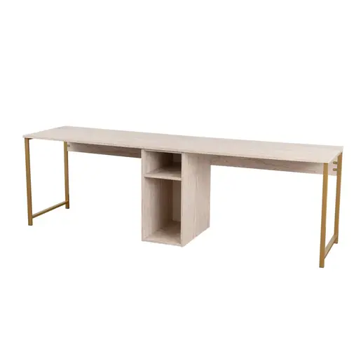241NRD1107 Биро Twin Study Desk - Travertine, Gold